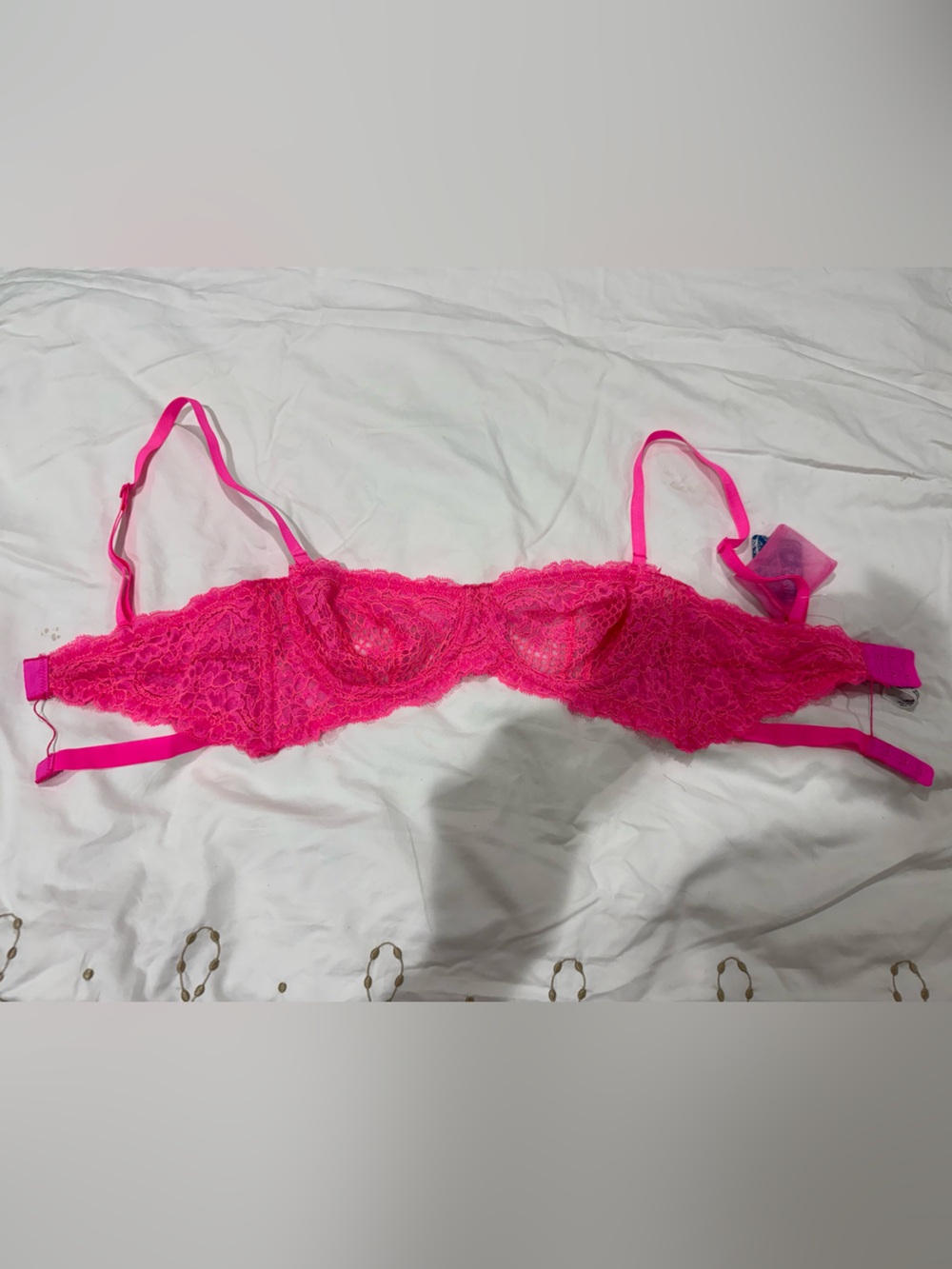 Intimately Free People Neon Pink Floral Lace Bra with Underwire 34B